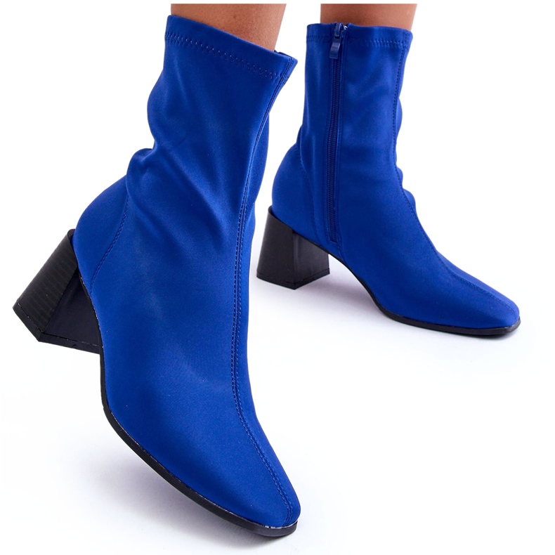 Blaue Stiefel mit Reißverschluss aus Amisa-Stoff