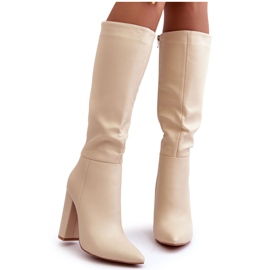 WS1 Elegante High Heels Leder Beige Eudonice