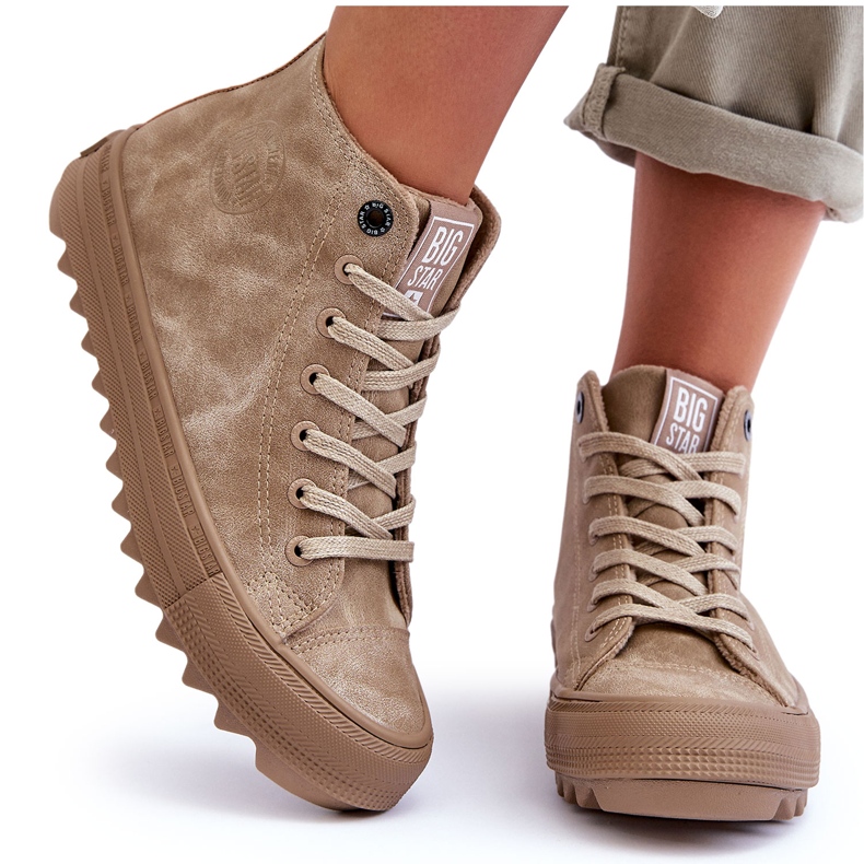 Damen-Sneaker Big Star High Warm Beige GG274071