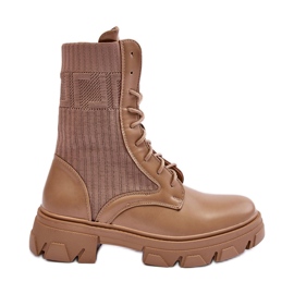 Damen-Arbeiterstiefel zum Schnüren Dunkelbeige Marlissa