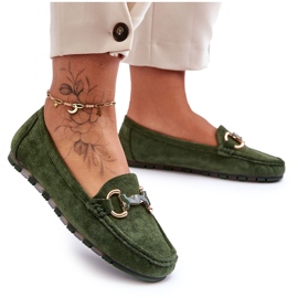 PG1 Damen-Loafer aus Wildleder mit grüner Dionira-Dekoration