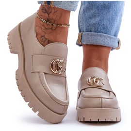 Laura Messi Damen-Lederschuhe mit beigem Rosefalls-Dekor