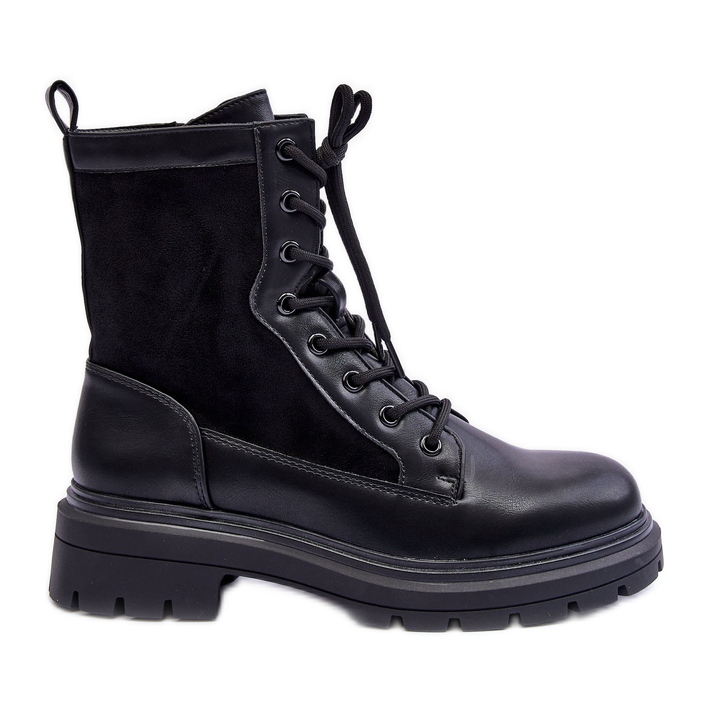 FD1 Damen-Arbeiterstiefel aus Leder in Schwarz Faustina