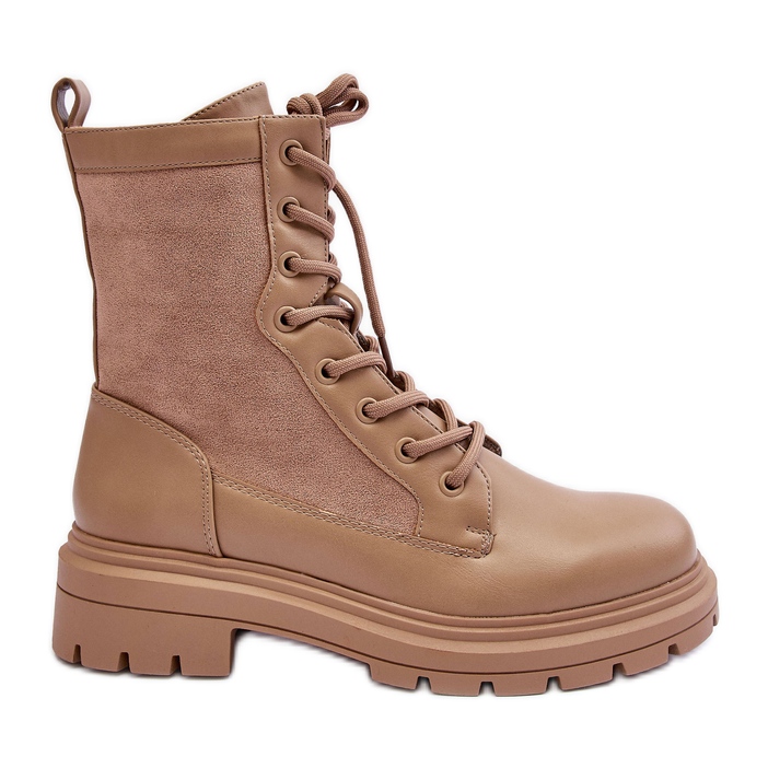 FD1 Damen-Arbeiterstiefel aus Leder Beige Faustina