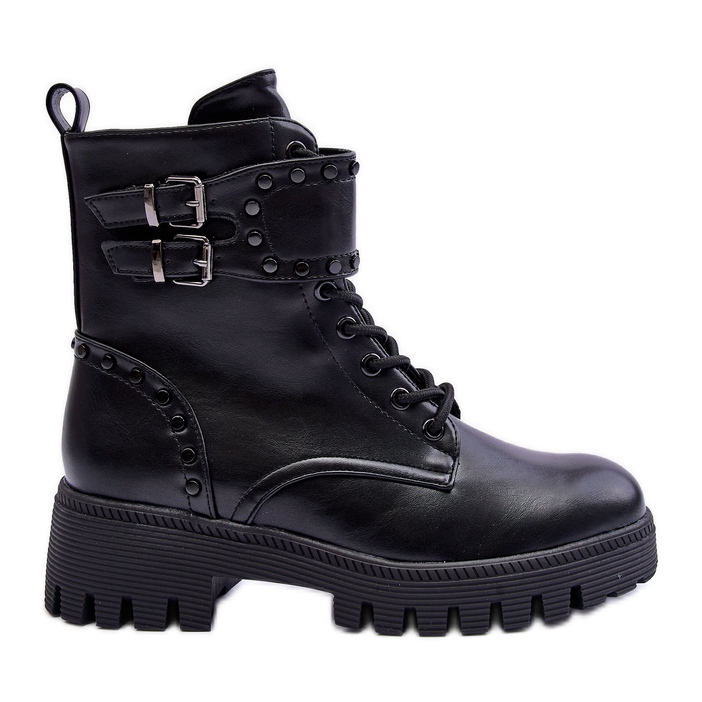FD1 Schwarze verzierte Arbeiterstiefel von Carshen