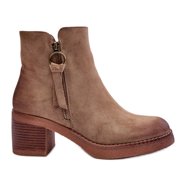 WS1 Klassische Damenstiefel aus Wildleder Beige Limoso
