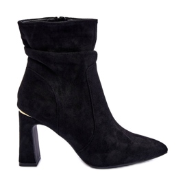 PG1 Schwarze Mellamene-Wildlederstiefel mit Absatz