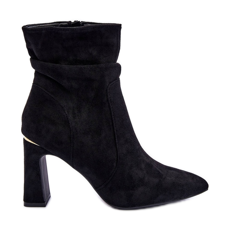 PG1 Schwarze Mellamene-Wildlederstiefel mit Absatz