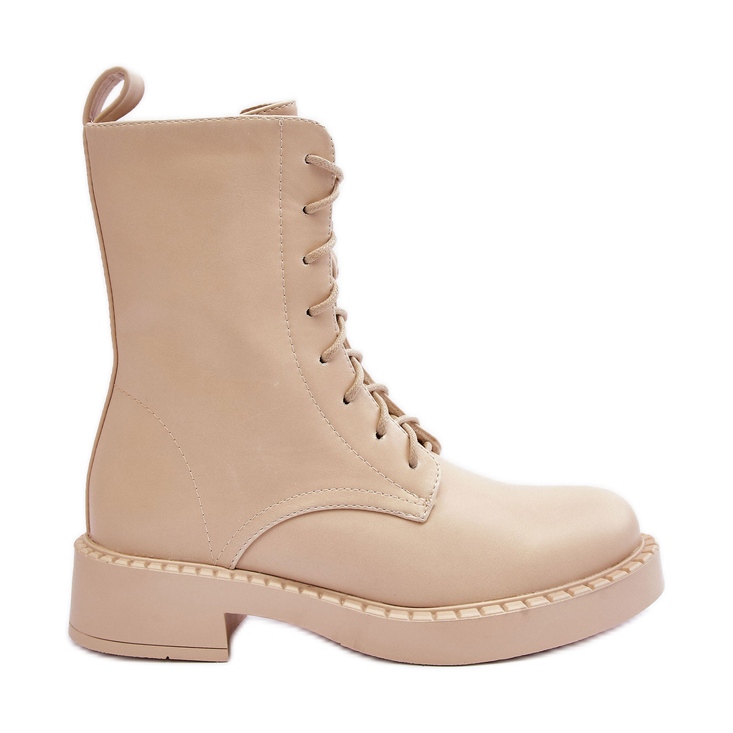 WS1 Hellbeige Aganne Arbeitsstiefel mit flachem Absatz