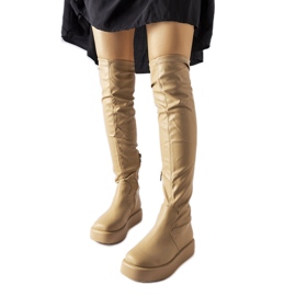 Beige Overknee-Stiefel von Flaviana