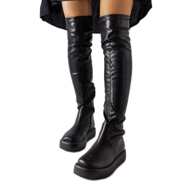 Flavian schwarze Overknee-Stiefel