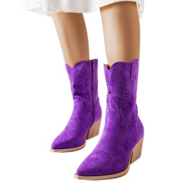 Violette durchbrochene Cowboystiefel von Cieco lila