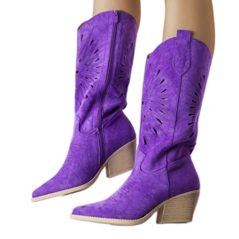 Lila durchbrochene Cowboystiefel von Valdengo violett