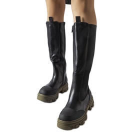 Schwarz-grüne hohe Stiefel von Pasquale