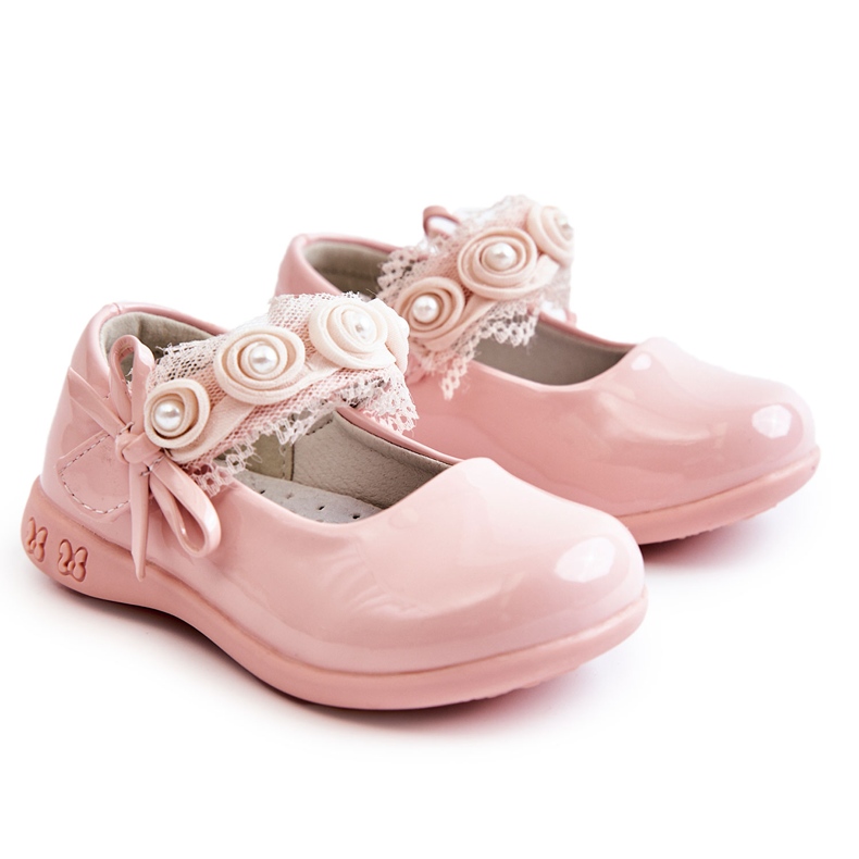 Kinder-Ballerinas mit Klettverschluss und Spitze, Rosa