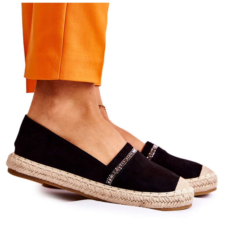 S.Barski Klassische schwarze Slip-On-Espadrilles für Damen Cersei