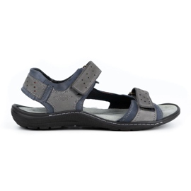 Olivier Herren-Ledersandalen 295K Marineblau mit Grau