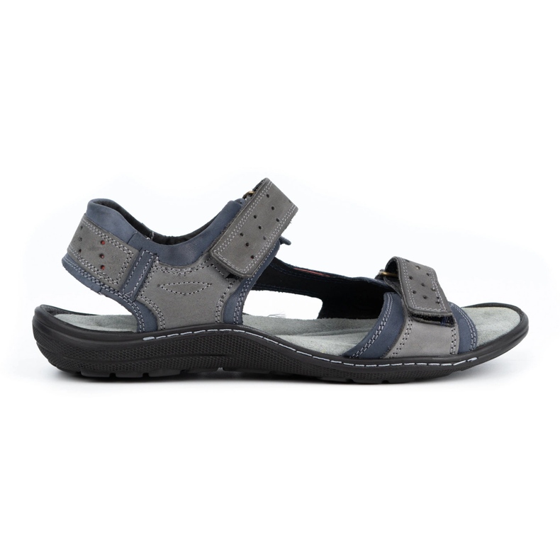 Olivier Herren-Ledersandalen 295K Marineblau mit Grau