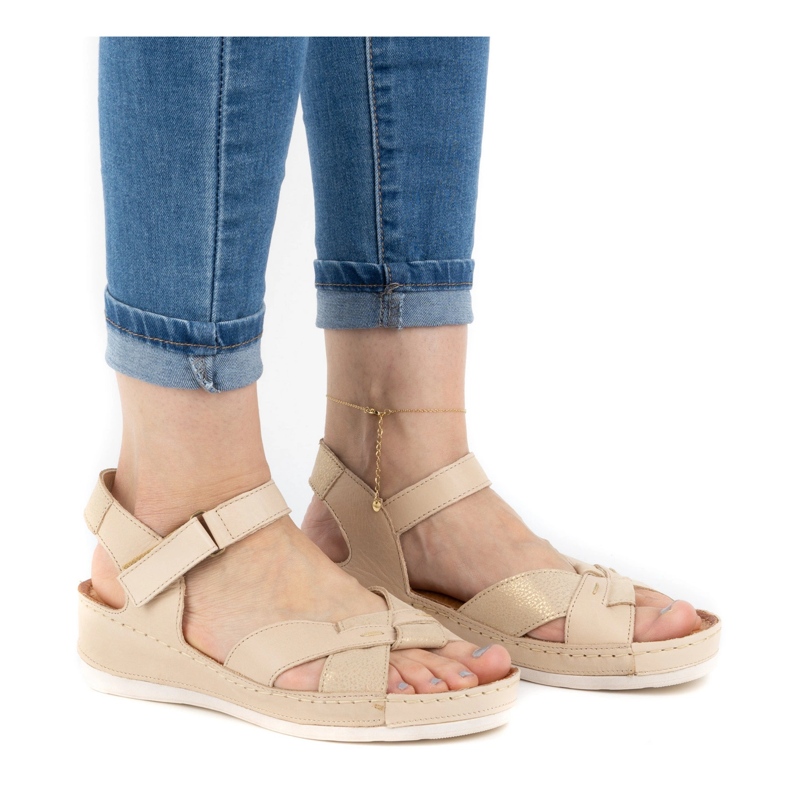 WASAK Bequeme Damen-Ledersandalen 0473W Beige