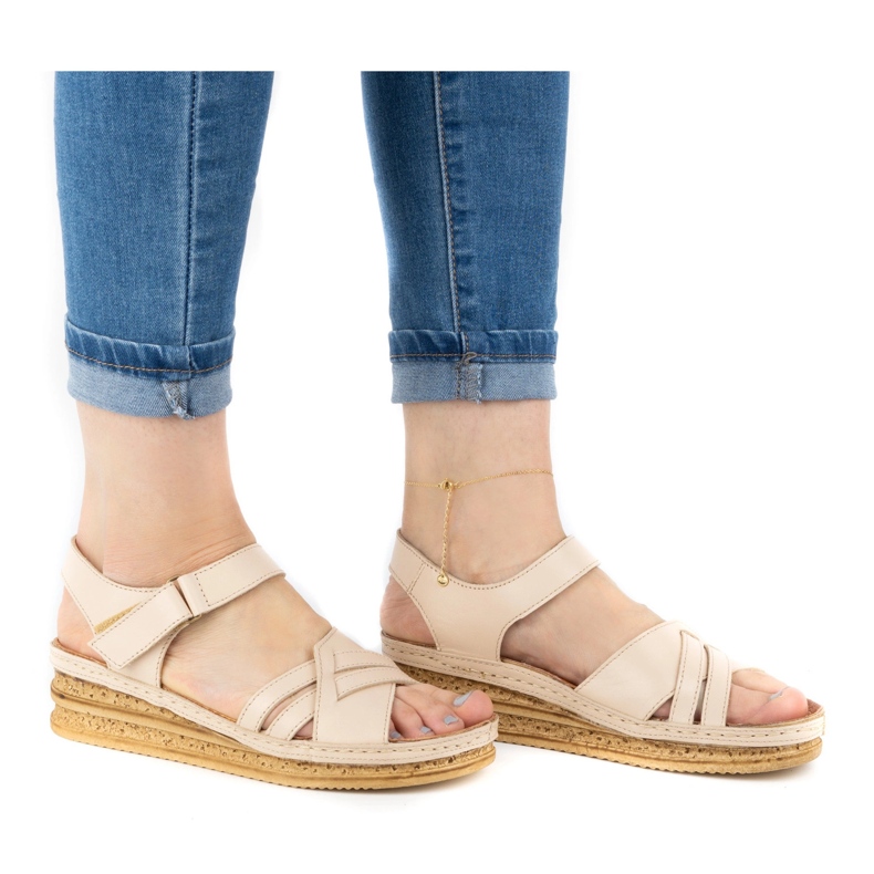 WASAK Bequeme Damen-Ledersandalen 0658W Beige