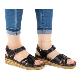 WASAK Bequeme Damen-Ledersandalen 0658W schwarz