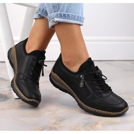 Leder-Slipper Rieker W RKR609 schwarz