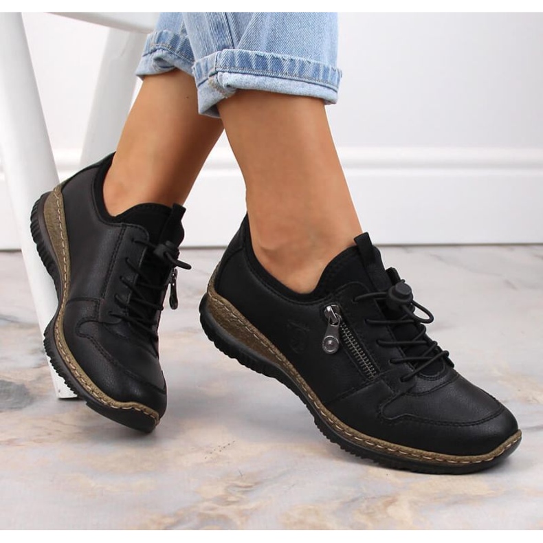 Leder-Slipper Rieker W RKR609 schwarz