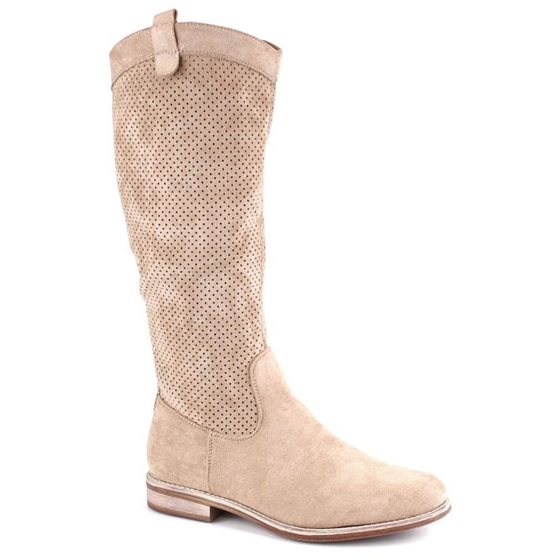Durchbrochene Wildlederstiefel Vinceza W JAN234B beige