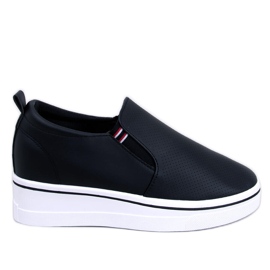 Jenkins Schwarze Slip-On-Sneaker mit Keilabsatz