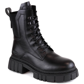 Big Star MM274581 isolierte schwarze Trapperstiefel für Damen