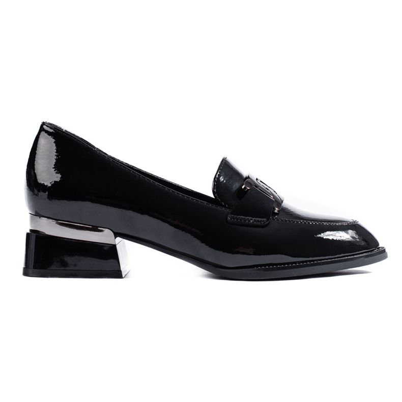 Schwarz lackierte Damenschuhe mit Vinceza-Schnalle