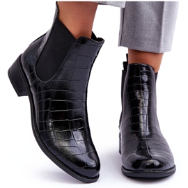 Lederstiefel Chelsea Boots Tiermuster Schwarz Daina