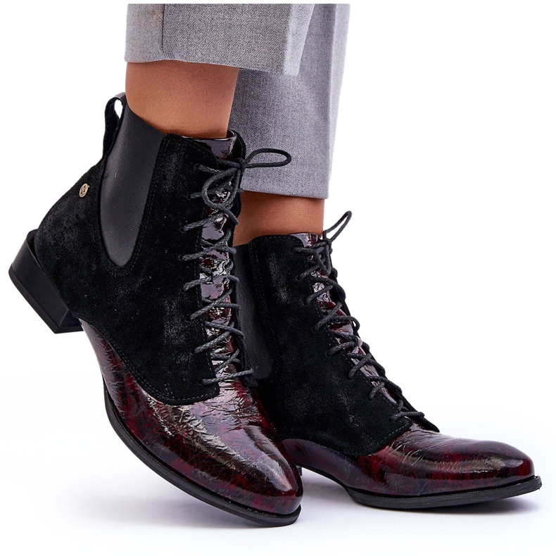 Maciejka Lederstiefel mit flachem Absatz 06200-08 Schwarz