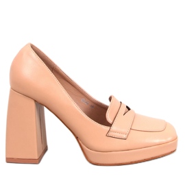 Entee Nude-Slipper mit Absatz beige