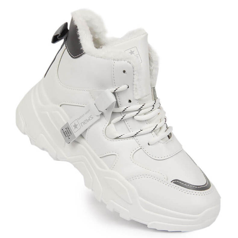 Isolierte Damen-Sneaker mit dicker Sohle in Weiß NEWS