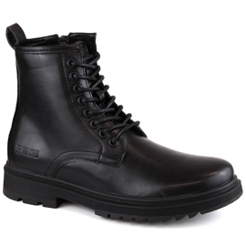 Schwarze Big Star MM174080 Herrenstiefel mit Schnürsenkeln und Reißverschlüssen