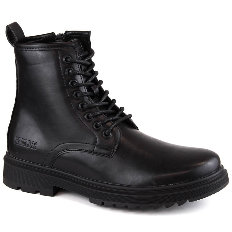 Schwarze Big Star MM174080 Herrenstiefel mit Schnürsenkeln und Reißverschlüssen