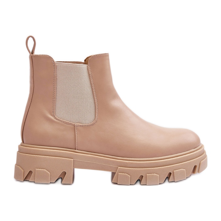 Leder-Niedrigstiefel Jodhpur Beige Alcanassa