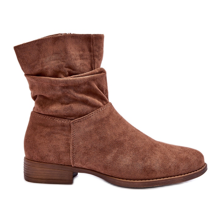 Manuvia Braune Wildleder-Stiefel mit flachem Absatz