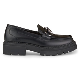 La.Fi Schwarze Mokassins auf einem Plateau aus Öko-Leder