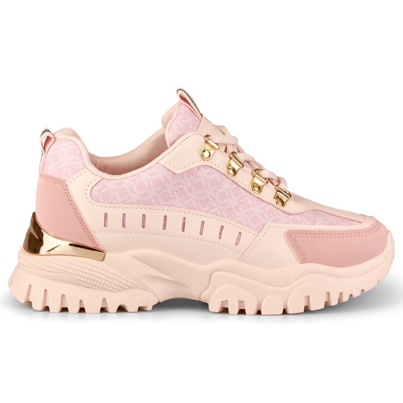 Rosa Damen-Sneaker mit goldenen Accessoires