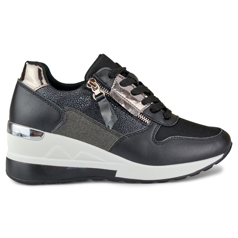 Elegante schwarze Sportschuhe mit Keilabsatz