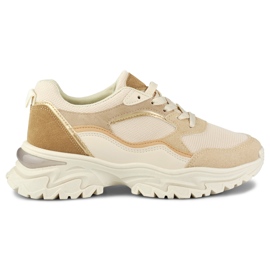 Beigefarbene Damen-Sneaker mit weißer Sohle