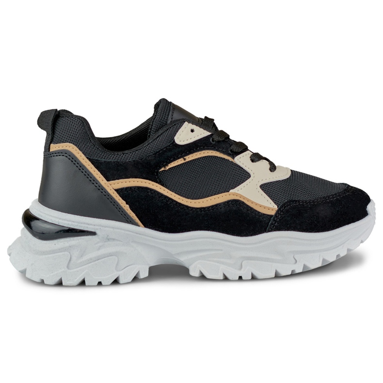 Schwarze Damen-Sneaker auf weißer Sohle