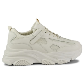 Beige Damen-Sneaker mit dicker Sohle schwarz