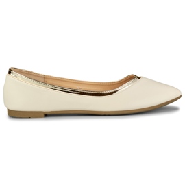 Beige Ballerinas für Damen mit goldenem Zusatz