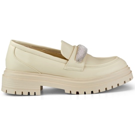 Beige Brogues mit Zirkonen