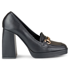 Schwarze Slipper mit hohem, bequemem Absatz