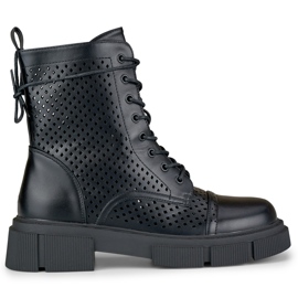 Durchbrochene schwarze Schnürstiefel für Damen