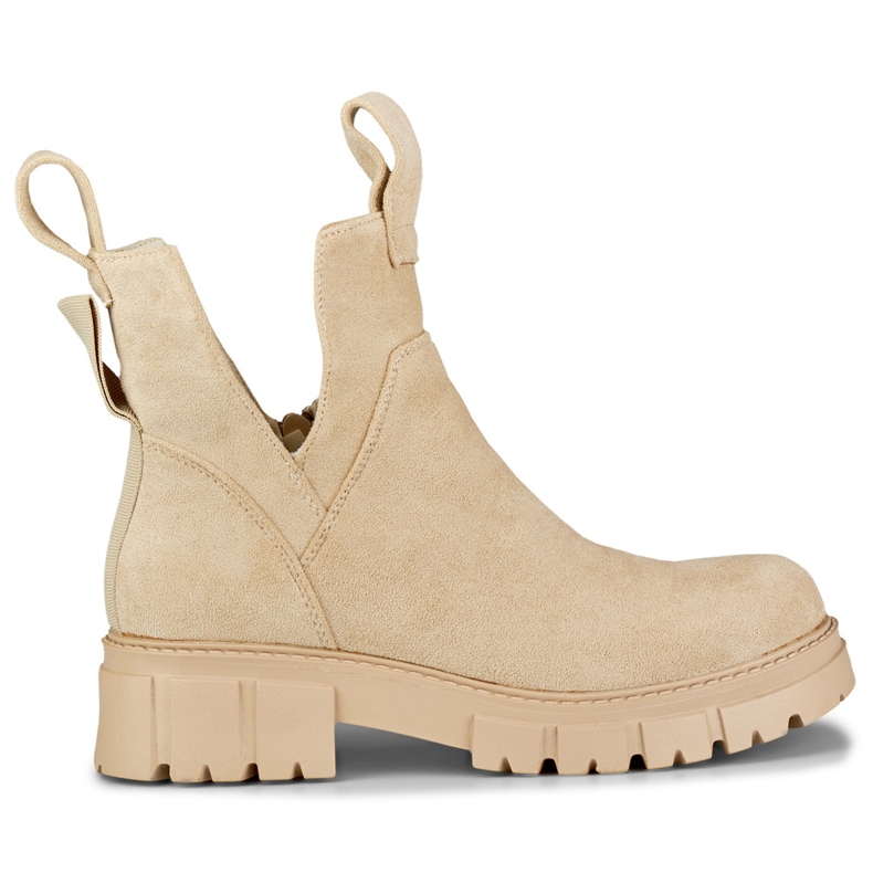 Hellbeige Damenstiefel auf der Plattform